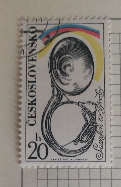 Почтовая марка Чехословакия (Ceskoslovensko ) Sousaphone | Год выпуска 1974 | Код каталога Михеля (Michel) CS 2203