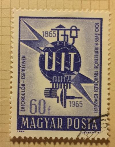 Почтовая марка Венгрия (Magyar Posta) Centenary of the ITU | Год выпуска 1965 | Код каталога Михеля (Michel) HU 2124A