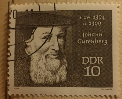 Почтовая марка ГДР (DDR) Gutenberg, Johannes | Год выпуска 1970 | Код каталога Михеля (Michel) DD 1535