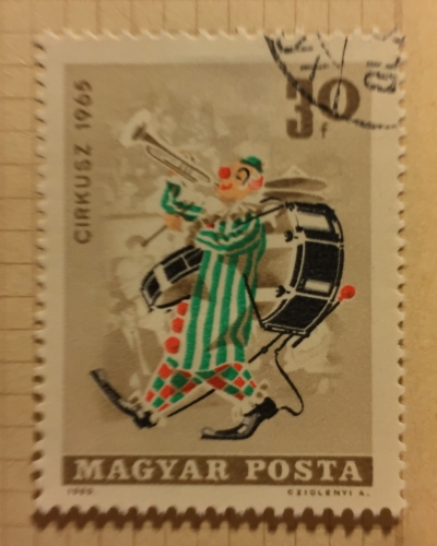 Почтовая марка Венгрия (Magyar Posta) Circus- Musical Clown | Год выпуска 1965 | Код каталога Михеля (Michel) HU 2142A