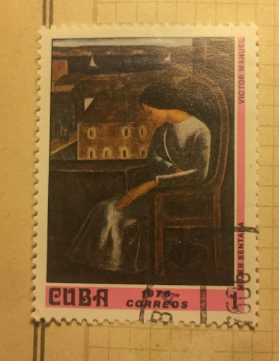 Почтовая марка Куба (Cuba correos) Victor Manuel: Seated Woman | Год выпуска 1976 | Код каталога Михеля (Michel) CU 2103