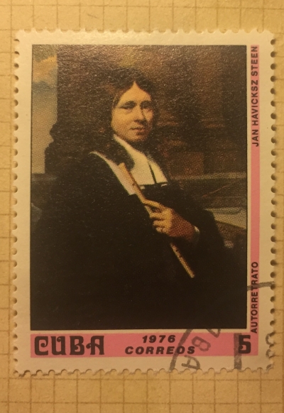 Почтовая марка Куба (Cuba correos) Jan Haviksz Steen : Selfportrait | Год выпуска 1976 | Код каталога Михеля (Michel) CU 2106
