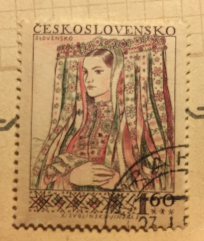 Почтовая марка Чехословакия (Ceskoslovensko) Novohradsko costume, Slovakia | Год выпуска 1956 | Код каталога Михеля (Michel) CS 997
