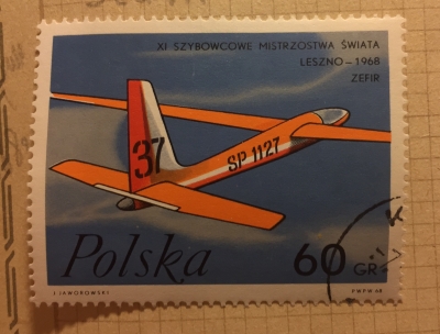 Почтовая марка Польша (Polska) Zephyr glider | Год выпуска 1968 | Код каталога Михеля (Michel) PL 1846