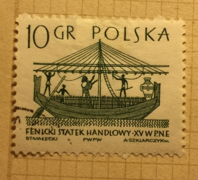Почтовая марка Польша (Polska) Phoenician merchant ship | Год выпуска 1963 | Код каталога Михеля (Michel) PL 1384
