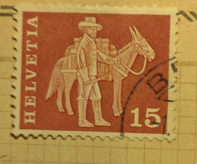 Почтовая марка Швейцария (Helvetia) Sumpter with mule | Год выпуска 1960 | Код каталога Михеля (Michel) CH 698x