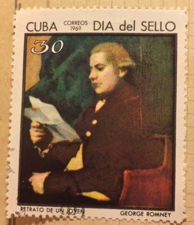 Почтовая марка Куба (Cuba correos) Portrait of a young man, George Romney | Год выпуска 1969 | Код каталога Михеля (Michel) CU 1462