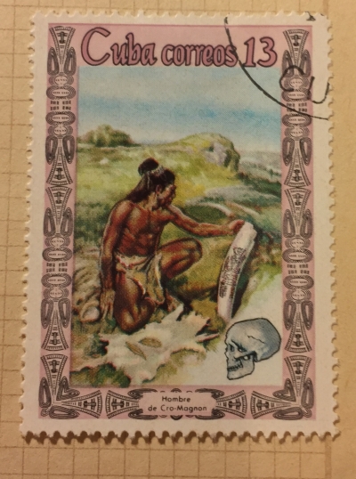 Почтовая марка Куба (Cuba correos) Cro-Magnon man carving tusk | Год выпуска 1967 | Код каталога Михеля (Michel) CU 1285