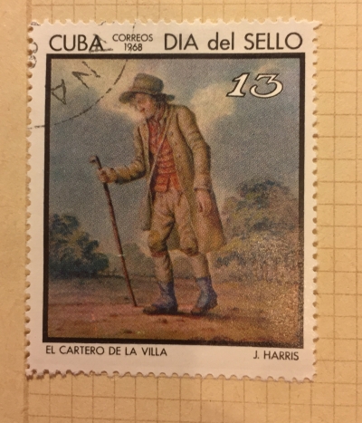 Почтовая марка Куба (Cuba correos) J. Harris "El cartero de la villa" | Год выпуска 1968 | Код каталога Михеля (Michel) CU 1401