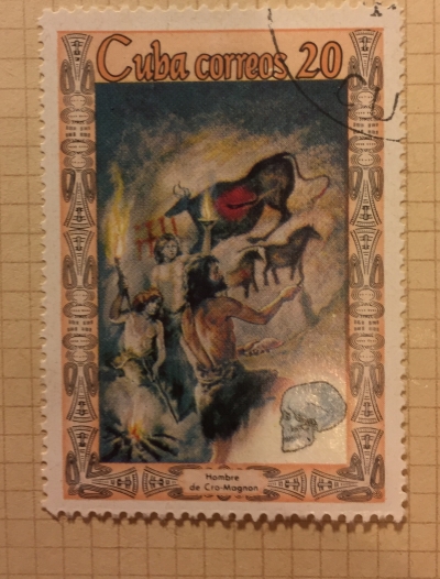 Почтовая марка Куба (Cuba correos) Cro-Magnon man painting petroglyph | Год выпуска 1967 | Код каталога Михеля (Michel) CU 1286