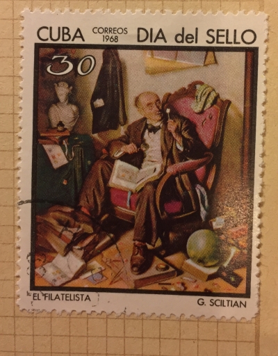 Почтовая марка Куба (Cuba correos) G. Sciltian "El filatelista" | Год выпуска 1968 | Код каталога Михеля (Michel) CU 1402