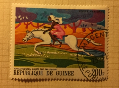 Почтовая марка Гвинея (Republique du Guinee) Djegue killed King Soumangourou | Год выпуска 1968 | Код каталога Михеля (Michel) GN 48