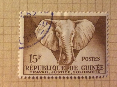 Почтовая марка Республика Гвинея (Rebulique de Guinee) African Elephant (Loxodonta africana) | Год выпуска 1959 | Код каталога Михеля (Michel) GN 13