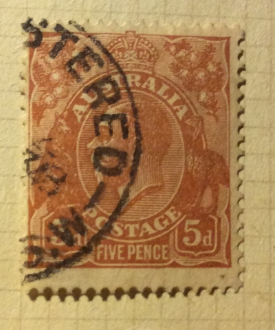 Почтовая марка Австралия (Postage Australia) King George V | Год выпуска 1920 | Код каталога Михеля (Michel) AU 23ba