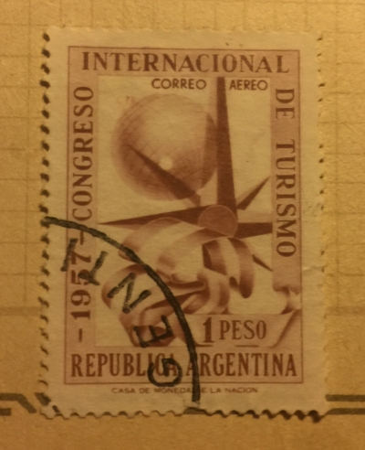 Почтовая марка Аргентина (Argentina correos) Wind rose and Globe | Год выпуска 1957 | Код каталога Михеля (Michel) AR 662