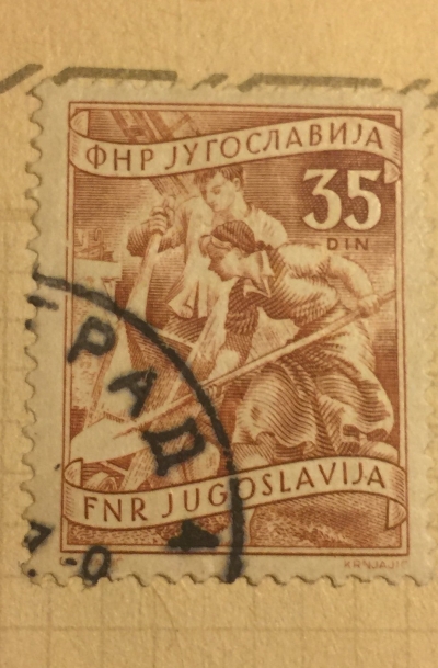 Почтовая марка Югославия (Jugoslavija) Construction workers | Год выпуска 1950 | Код каталога Михеля (Michel) YU 685A