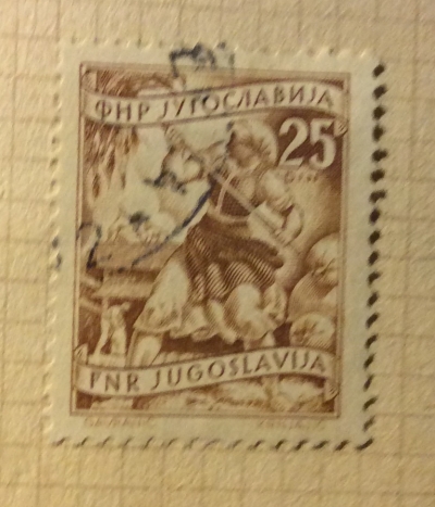 Почтовая марка Югославия (Jugoslavija) Farmwoman with crops | Год выпуска 1950 | Код каталога Михеля (Michel) YU 683AII