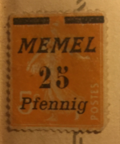 Почтовая марка Германия (Deutiches Reich) The Seederess, italic overprint Memel | Год выпуска 1922 | Код каталога Михеля (Michel) KL 58