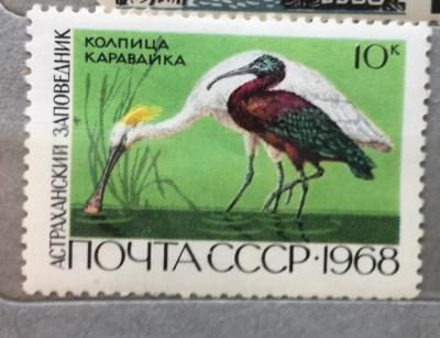 Почтовая марка СССР Колпица и каравайка | Год выпуска 1968 | Код по каталогу Загорского 3597-2