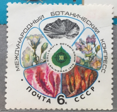Почтовая марка СССР Стилизованный цветок | Год выпуска 1975 | Код по каталогу Загорского 4418