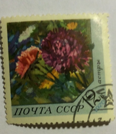 Почтовая марка СССР Астры | Год выпуска 1970 | Код по каталогу Загорского 3870
