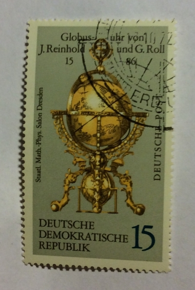 Почтовая марка ГДР (DDR) Globe clock | Год выпуска 1972 | Код каталога Михеля (Michel) DD 1794