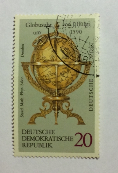 Почтовая марка ГДР (DDR) Globe clock | Год выпуска 1972 | Код каталога Михеля (Michel) DD 1795