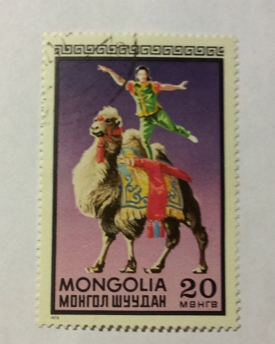 Почтовая марка Монголия - Монгол шуудан (Mongolia) Acrobat on camel | Год выпуска 1973 | Код каталога Михеля (Michel) MN 759