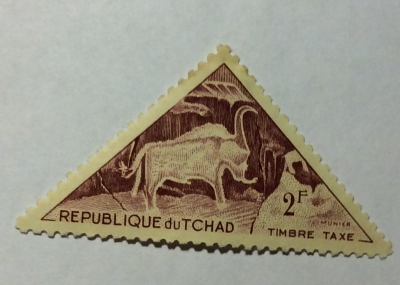 Почтовая марка Чад (Republique du Tchad) MAROON HORNED BULL | Год выпуска 1962 | Код каталога Михеля (Michel) TD P27
