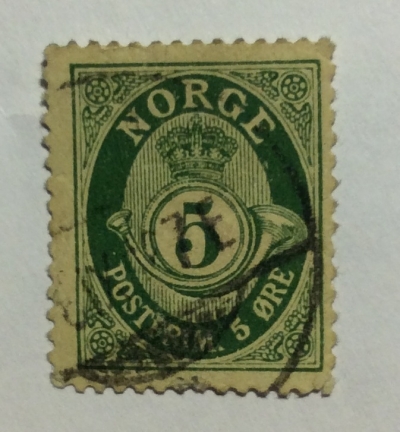 Почтовая марка Норвегия (Norge postfrim) Posthorn - New Die | Год выпуска 1896 | Код каталога Михеля (Michel) NO 61K