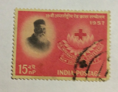 Почтовая марка Индия (India postage) 19th Int Red Cross Conference - Henri Dunant (1828-1910) | Год выпуска 1957 | Код каталога Михеля (Michel) IN 275