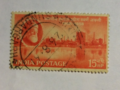 Почтовая марка Индия (India postage) 50th Aniversary of Indian Steel Industry | Год выпуска 1958 | Код каталога Михеля (Michel) IN 282