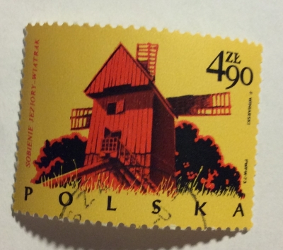 Почтовая марка Польша (Polska) Windmill, Sobienie-Jeziory | Год выпуска 1974 | Код каталога Михеля (Michel) PL 2306