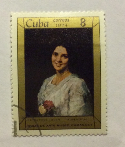 Почтовая марка Куба (Cuba correos) Portrait of a young girl, A. Menocal | Год выпуска 1974 | Код каталога Михеля (Michel) CU 1935