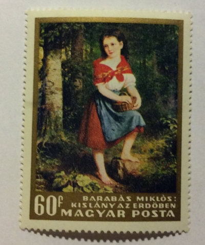 Почтовая марка Венгрия (Magyar Posta) Girl in the Forest by Miklós Barabás | Год выпуска 1966 | Код каталога Михеля (Michel) HU 2291A