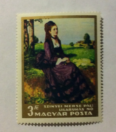 Почтовая марка Венгрия (Magyar Posta) Lady in Violet by Pál Szinyei Merse | Год выпуска 1966 | Код каталога Михеля (Michel) HU 2297A
