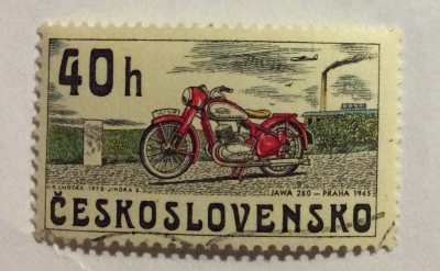 Почтовая марка Чехословакия (Ceskoslovensko) JAWA 250, Praha 1945 | Год выпуска 1975 | Код каталога Михеля (Michel) CS 2273