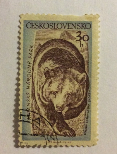 Почтовая марка Чехословакия (Ceskoslovensko) Brown Bear (Ursus arctos) | Год выпуска 1957 | Код каталога Михеля (Michel) CS 1036-2