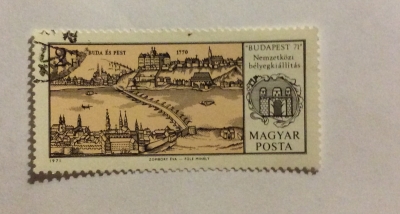 Почтовая марка Венгрия (Magyar Posta) View of Buda and Pest, 1770 | Год выпуска 1971 | Код каталога Михеля (Michel) HU 2649A