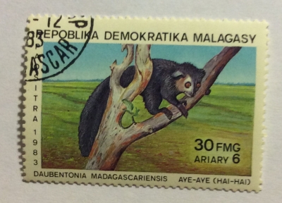 Почтовая марка Мадагаскар (Repoblika Malagasy) Aye-aye (Daubentonia madagascariensis) | Год выпуска 1983 | Код каталога Михеля (Michel) MG 928