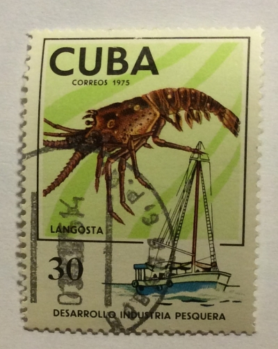 Почтовая марка Куба (Cuba correos) Crawfish (Jasus sp.) | Год выпуска 1975 | Код каталога Михеля (Michel) CU 2035