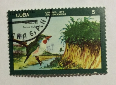 Почтовая марка Куба (Cuba correos) Cuban Tody (Todus multicolor) | Год выпуска 1976 | Код каталога Михеля (Michel) CU 2147