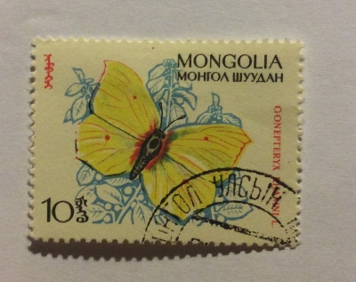 Почтовая марка Монголия - Монгол шуудан (Mongolia) Brimstone (Gonepteryx rhamni) | Год выпуска 1963 | Код каталога Михеля (Michel) MN 337
