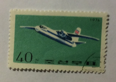 Почтовая марка КНДР (Корея) Antonov AN-24 | Год выпуска 1974 | Код каталога Михеля (Michel) KP 1299