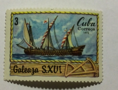 Почтовая марка Куба (Cuba correos) Galley | Год выпуска 1972 | Код каталога Михеля (Michel) CU 1823