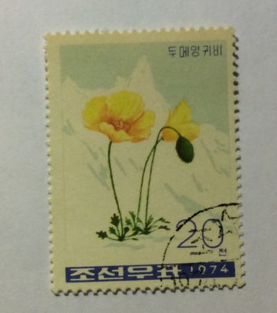 Почтовая марка КНДР (Корея) Poppies (Papaver radicatum) | Год выпуска 1974 | Код каталога Михеля (Michel) KP 1307