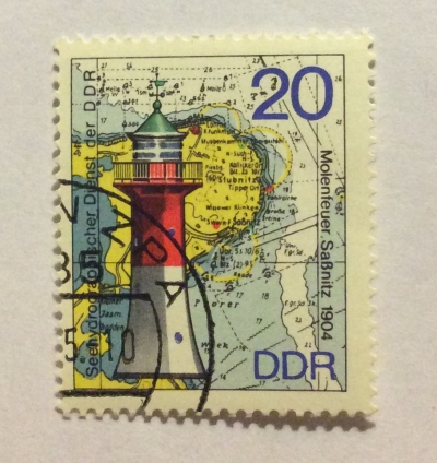 Почтовая марка ГДР (DDR) Mole fire Saßnitz | Год выпуска 1975 | Код каталога Михеля (Michel) DD 2047