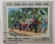 "Newly - liberated hamlet" - painting by Huynh Phuong Dong