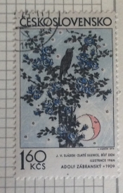 Bird and flowers, by Adolf Zabransky (1964)